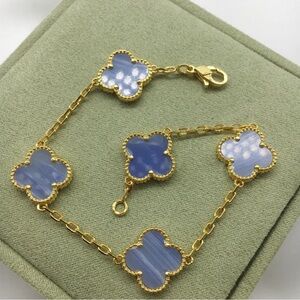 925 Sterling Silver 18K Gold Clover Bracelet